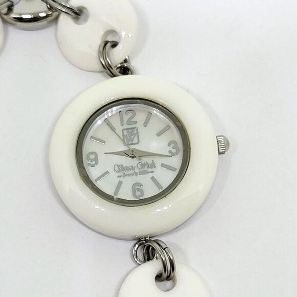Victoria Wieck Women's White Onyx Watch, Mother of Pearl, Charm Bracelet, Silver - Picture 4 of 6
